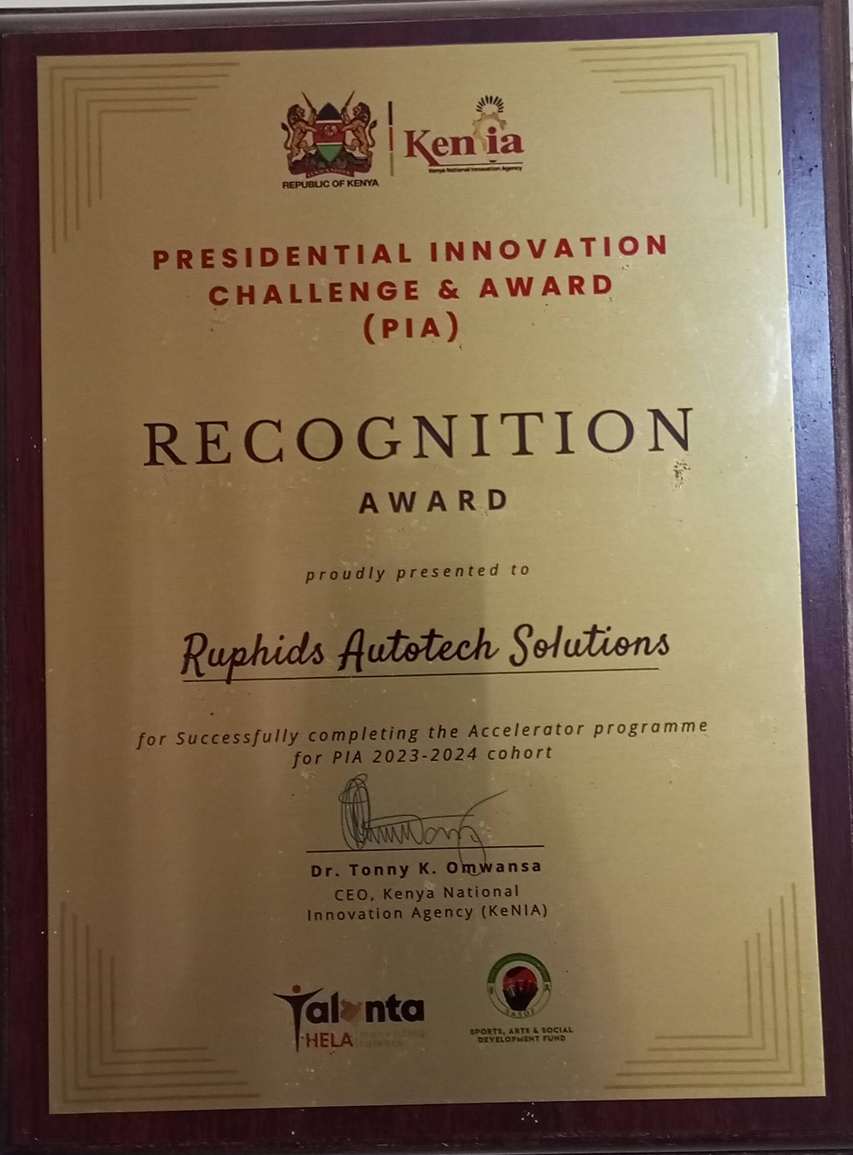 Presidential Innovation Challenge & Award Recognition